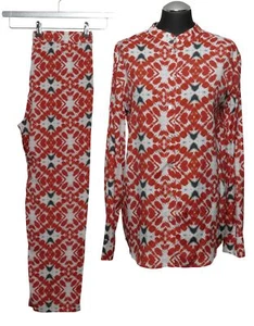 813 Ottotredici Women's Blouse & Pants S Red Print Extravagant Light Viscose New - Picture 1 of 6