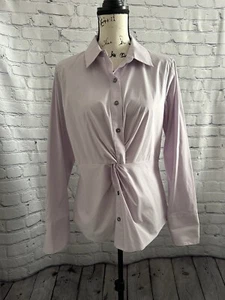 Donna Karan New York Lavendel Baumwollmischung Twist Button Down Shirt Top Gr. Medium - Bild 1 von 7