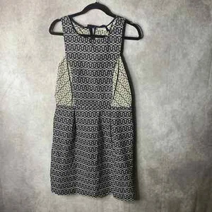 LOFT Sheath Dress Womens Size 10 Blue Geometric Print Lace Up Tie Back NWT - Picture 1 of 5
