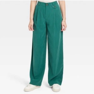 Women's High-Rise Relaxed Fit Full Length Baggy Wide Leg Trousers - A New Day 14 - Picture 1 of 2