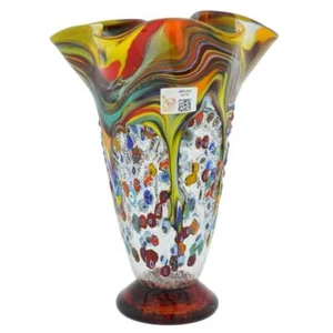 Glass OfVenice Murano Glas Millefiori Fazzoletto Vase - Mehrfarbig - Bild 1 von 5