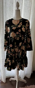 Zara Babydoll Kleid Misses S Neu Boho Fließend 3 Rüschen Schwarz Geblümt - Bild 1 von 2
