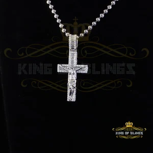 Nuevo para hombre 2,25 quilates VVS D Clr. Colgante Cruz Moissanita Baguette Jesús Blanco Plata - Imagen 1 de 12