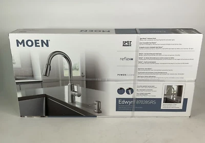 NUEVO Grifo de cocina plegable Moen Edwyn acabado inoxidable resistente a manchas 87028SRS Foto 1 de 4