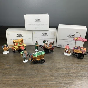 Lot of 4 Dept 56 Chelsea Market - Flower Mistletoe Curiosities & Fruit Monger - Picture 1 of 8