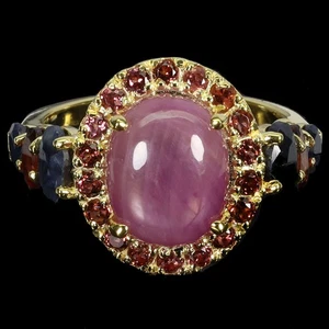 925 Sterling Silver Ring Oval Ruby 11x9mm Rhodolite Sapphire Gemstone Jewelry 9 - Picture 1 of 13