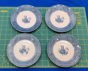 Vintage Currier & Ives Blue Royal China Saucers 6 3/8" Lot Of 4 #3 42507 - Picture 1 of 11