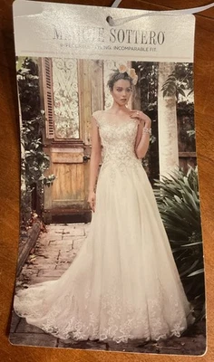 Maggie Sottero “Barbie”  Wedding Dress, Romantic A-Line, Ivory W/ Pewter Accents - Image 1 of 4