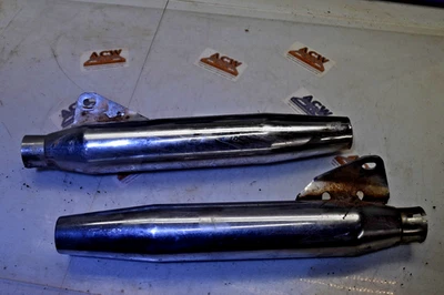 FH10 Harley Davidson 94-05 Dyna OEM Chrome Set Exhaust Mufflers 65747-94 Rough - Image 1 of 4
