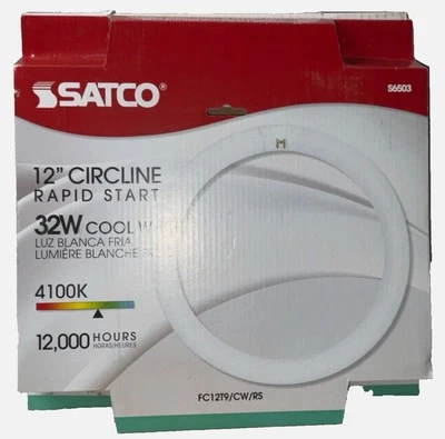 Satco S6503 12” 4100K 32-Watt 4 Pin T9 Circline Lamp Rapid Start Cool White - Image 1 of 4