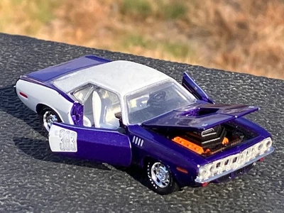 M2 1971 Plymouth Cuda 383 Plum Crazy Rubber Tires Open Hood & Doors 1/64 Diecast - Image 1 of 4