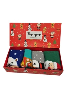 Happypop Christmas Socks Gift Set – 4-Pack Funny Holiday Crew Socks Unisex NIB - Picture 1 of 3