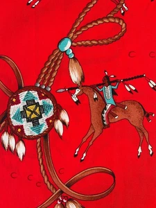 Fabric - 90s Alexander Henry Native American Warpath Medicine Bag 20.5 L x 18" W - Picture 1 of 5