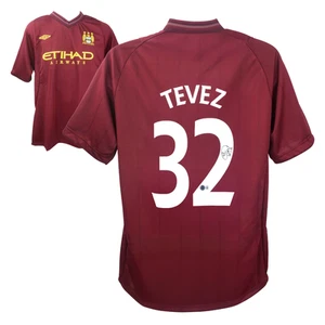 Carlos Tevez Signed Manchester City Away Soccer Jersey #32 with Beckett Witness - Picture 1 of 4