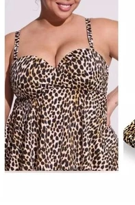 NEW Torrid 2 DD/F TANKINI Swim Top Underwire Lightly Padded  Leopard Print E25 - Picture 1 of 6