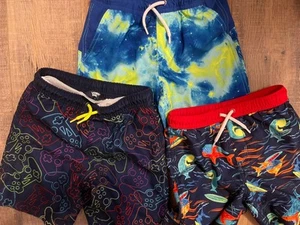 Lands End Swim Trunks Lot Boy S 6/7- Sharks, Game, Galactic W/ Hydroliner - Picture 1 of 4
