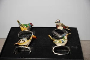 Extremely Rare Vintage Roberta Schilling Napkin Rings Rhinestone & Enameled - Picture 1 of 8