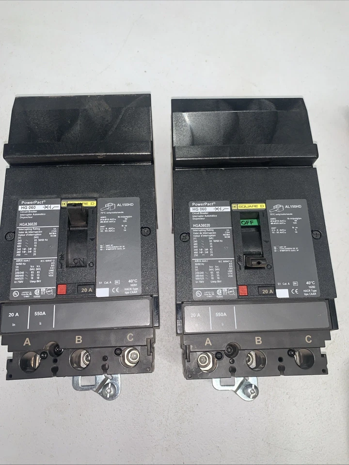 Square D HGA36020 Sqaure D 20 Amp 600V 3 Pole  Circuit Breaker - Image 1 of 1