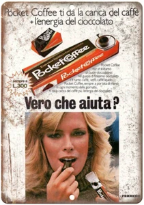Pocket Coffee Vintage European Ad 12" x 9" Reproduction Metal Sign N206 - Picture 1 of 1