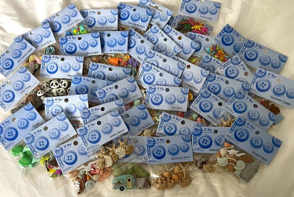 Dress It Up Buttons! - SEASIDE BEACH SUMMER FOOD TREATS ZOO JUNGLE  *55 options* - Image 1 of 4