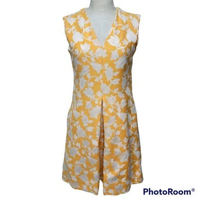 Vestido Mod Vintage Años 60 Jimi Fox Floral Brocado Tapiz Pesado Aline Frontal Plisado Foto 1 de 4