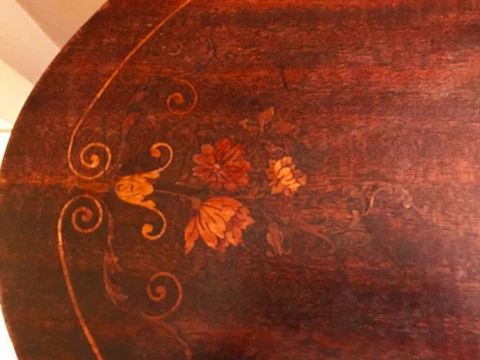 American Edwardian mahogany and inlaid oval occasional table Cover