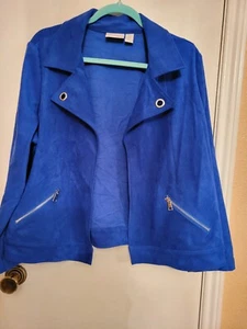 Bonita Chaqueta Suave Moto Azul Real Chico’s Talla 3/XL - Imagen 1 de 6