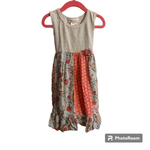 Bonnie Jean Girls Size 5 Blue and Red Mixed Print Patchwork Ruffled Tank Dress - Picture 1 of 9