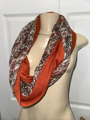 Bufanda infinita de chifón estampada floral Chan Luu para mujer con forro naranja nueva con etiquetas Foto 1 de 4
