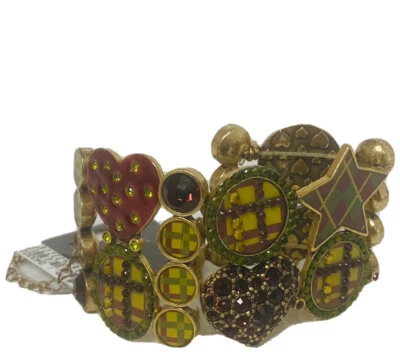 PULSERA PEREGRINO ORO ESMALTADO CON PEDRERÍA CORAZÓN ESTRELLA VINTAGE FIRMADA Foto 1 de 4