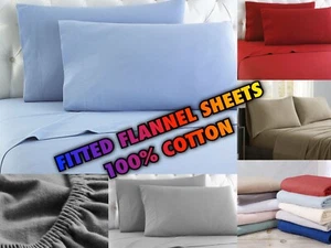 Flannel FITTED Sheet 100% Cotton - Deep Pocket - Twin, Full, Queen, King! - Picture 1 of 8
