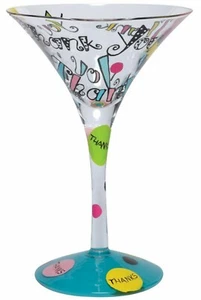 Lolita | THANK YOU MARTINI GLASS ✪NEW✪ HAND PAINTED TY GIFT RARE RETIRED CUTE US - Picture 1 of 10