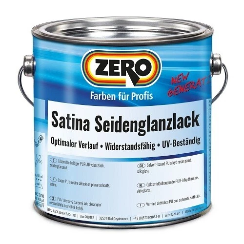 ZERO Satina Seidenglanzlack weiß Alkydharzlack Holz u. Metall 2,5 Liter - Bild 1 von 1