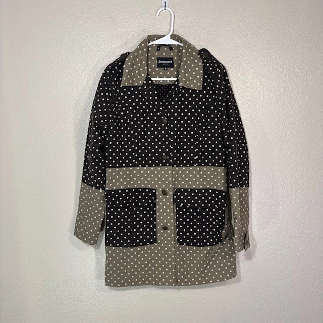 Betabrand пальто женщин средний куртка длинный коричневый горошек на пуговицах - Изображение 1 из 4