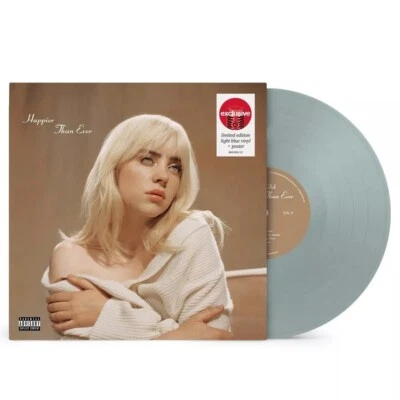 BILLIE EILISH BLUE VINYL HAPPIER THAN EVER EXCLUSIVE 2LP + POSTER SEALED *CREASE - Image 1 of 4
