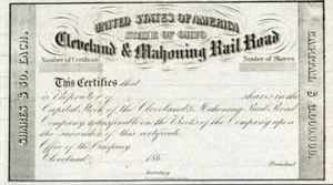 186_ Cleveland & Mahoning RR Stock Certificate - Picture 1 of 1