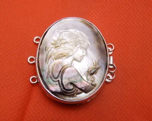 30*40mm Natural Gray Shell Cameo Beauty 3 Strands Clasp for Jewelry Making gp133 - Picture 1 of 3