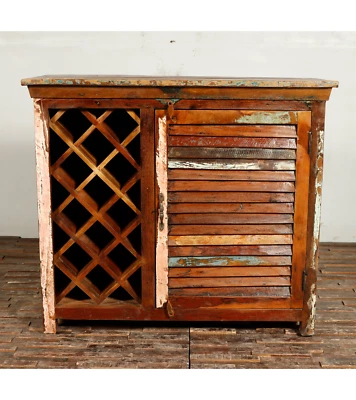 回收木质酒吧柜带葡萄酒储存 — 第 1/4 张图片