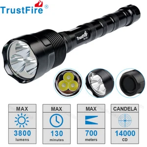 TrustFire 3T6 3800 Lumens Large LED Tactical Flashlight Hunting Torch W/ 5 Modes - Picture 1 of 8