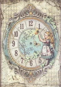 Stamperia Decoupage Papel Arroz A/4 - Reloj Alice DFSA4602 - Imagen 1 de 1