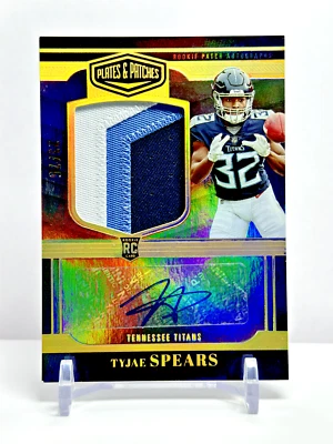 2023 Panini Plates & Patches Rookie Patch Auto #'d /75 Tyjae Spears Titans - Image 1 of 2