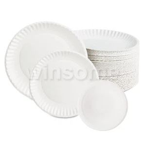 Pack of 100 White Disposable Paper Plates 7" 9" 12oz" BBQ Parties Cake Wedding - Picture 1 of 9