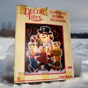 Vintage Noma Vacuform Decor Lites Weihnachten beleuchtet Schneemann Kinder Deko Schild - Bild 1 von 16