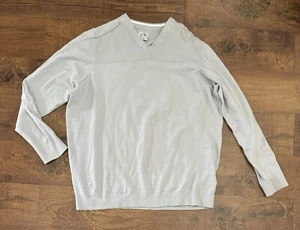 Adidas mens v-neck sweater Sz Large Gray White Logo - Picture 1 of 6