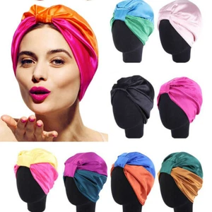 Womens Silk Sleeping Cap Sleep Hat Night Hair Styling Care Bonnet Wrap - Picture 1 of 19