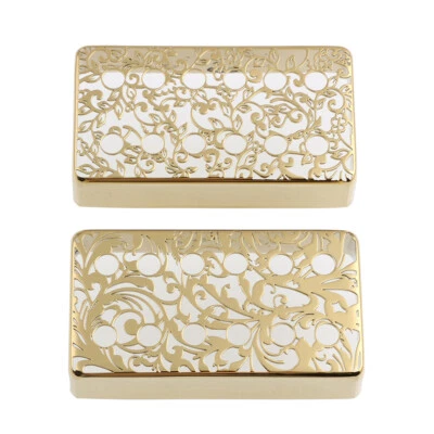 Cubierta de pastilla de guitarra Humbucker tallada de 12 orificios 2 piezas latón 50 mm y 52 mm dorado FL Foto 1 de 4