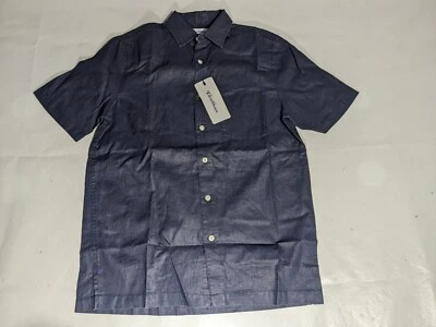 NEW- Size S Mens R&Y Caribbean Short Sleeve Button Down Shirt Linen Dark Navy - Image 1 of 4