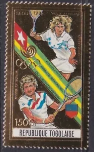 TOGO Sc #1522B MNH CPL GOLD FOIL 1988 SEOUL SUMMER OLYMPICS - TENNIS - Picture 1 of 1