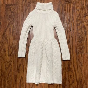 Rachel Zoe Girls Turtleneck Sweater Dress Size XS Cream Cable Knit Toddler - Picture 1 of 10