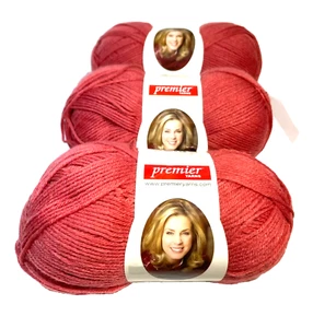 Premier Yarns Serenity Sport Deborah Norville Pink Lot Of 3 Skeins "Claret Red" - Picture 1 of 10